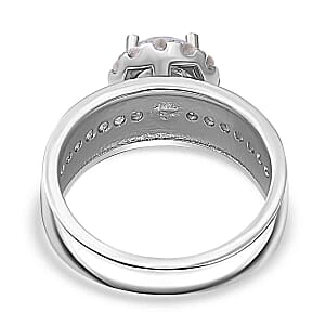 Simulated Diamond 3.31 ctw Ring in Rhodium Over Sterling Silver (Size 6.5)