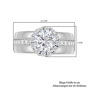 Simulated Diamond 3.31 ctw Ring in Rhodium Over Sterling Silver (Size 6.5)