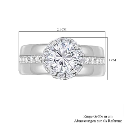 Simulated Diamond 3.31 ctw Ring in Rhodium Over Sterling Silver (Size 6.5)