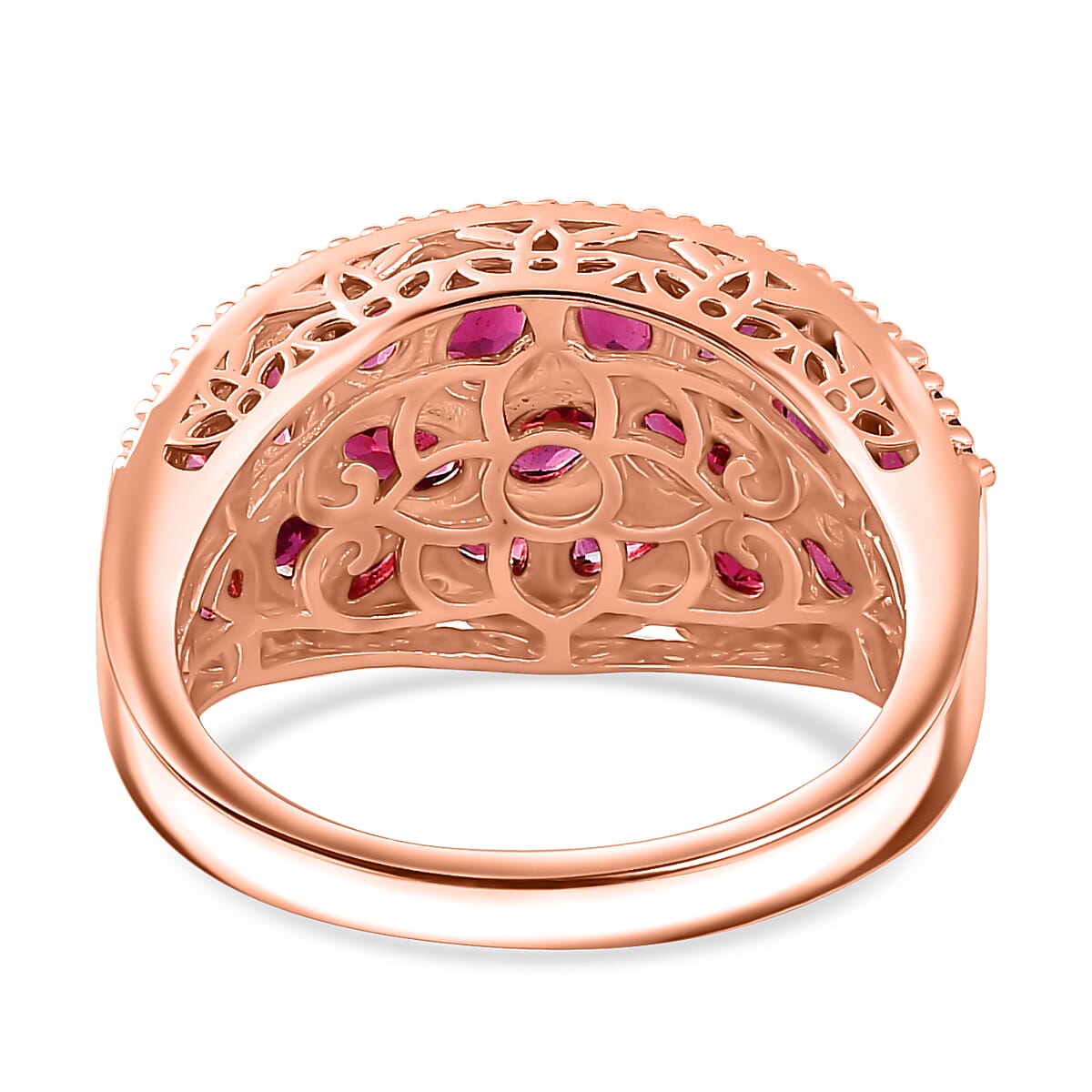 Orissa Rhodolite Garnet and Thai Black Spinel Blooming Floral Ring in 18K Vermeil Rose Gold Over Sterling Silver (Size 10.0) 4.00 ctw image number 4