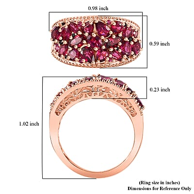 Orissa Rhodolite Garnet and Thai Black Spinel Blooming Floral Ring in 18K Vermeil Rose Gold Over Sterling Silver (Size 10.0) 4.00 ctw