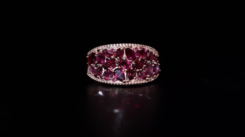 Orissa Rhodolite Garnet, Thai Black Spinel Ring in 18K Vermeil RG Over Sterling Silver (Size 8.0) 4.00 ctw