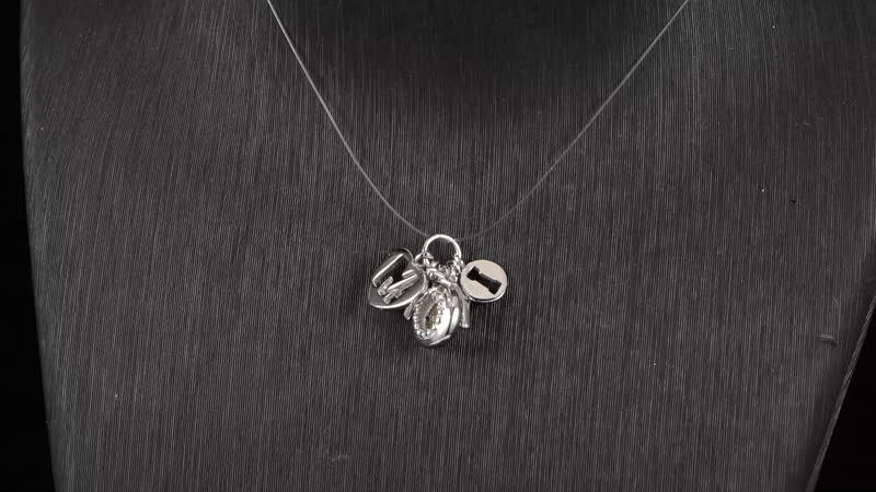 Simulated Diamond Family Charm in Rhodium Over Sterling Silver