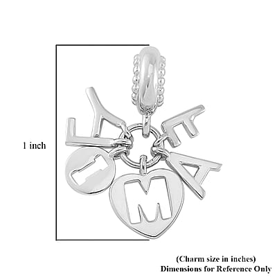 Simulated Diamond Family Charm in Rhodium Over Sterling Silver