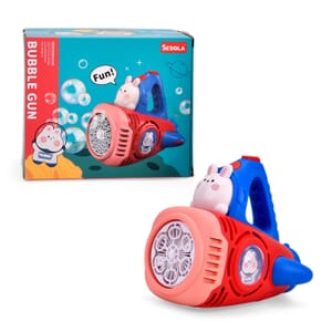 Red Rechargeable Bubble Gun with 6 Holes with Cute Cartoon Figure (500 mAh)