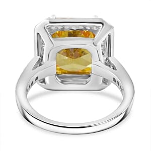 Simulated Yellow and White Diamond Ring in Rhodium Over Sterling Silver (Size 9)