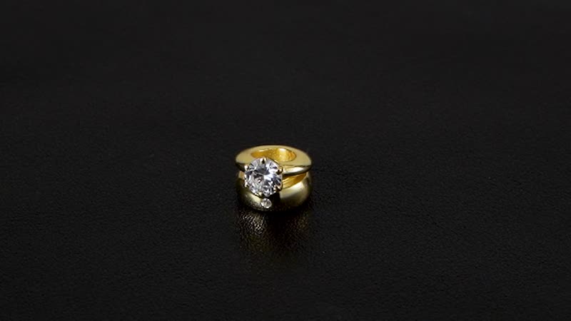 Simulated Diamond Charm in 14K YG Over Sterling Silver 0.05 ctw