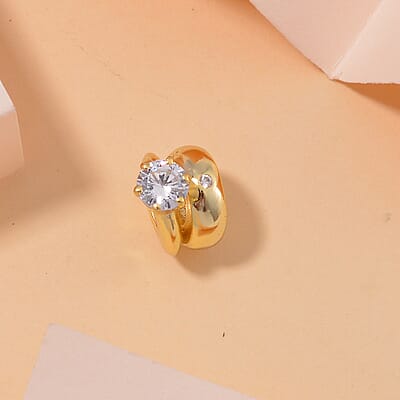 Simulated Diamond Charm in 14K Yellow Gold Over Sterling Silver