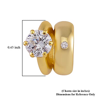 Simulated Diamond Charm in 14K Yellow Gold Over Sterling Silver