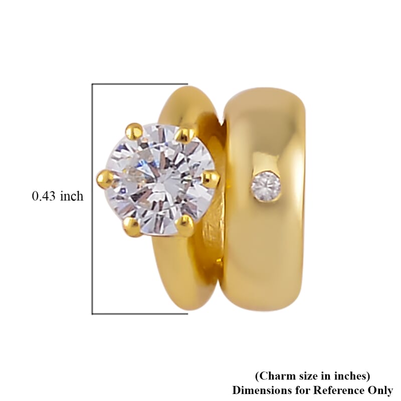 Simulated Diamond Charm in 14K Yellow Gold Over Sterling Silver