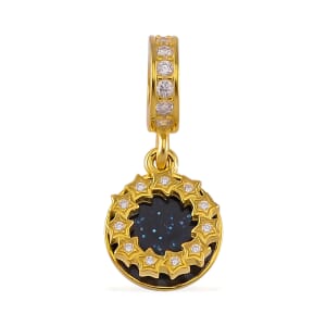 Simulated Diamond The Sky Was Full of Stars Charm in 14K Yellow Gold Over Sterling Silver 0.30 ctw
