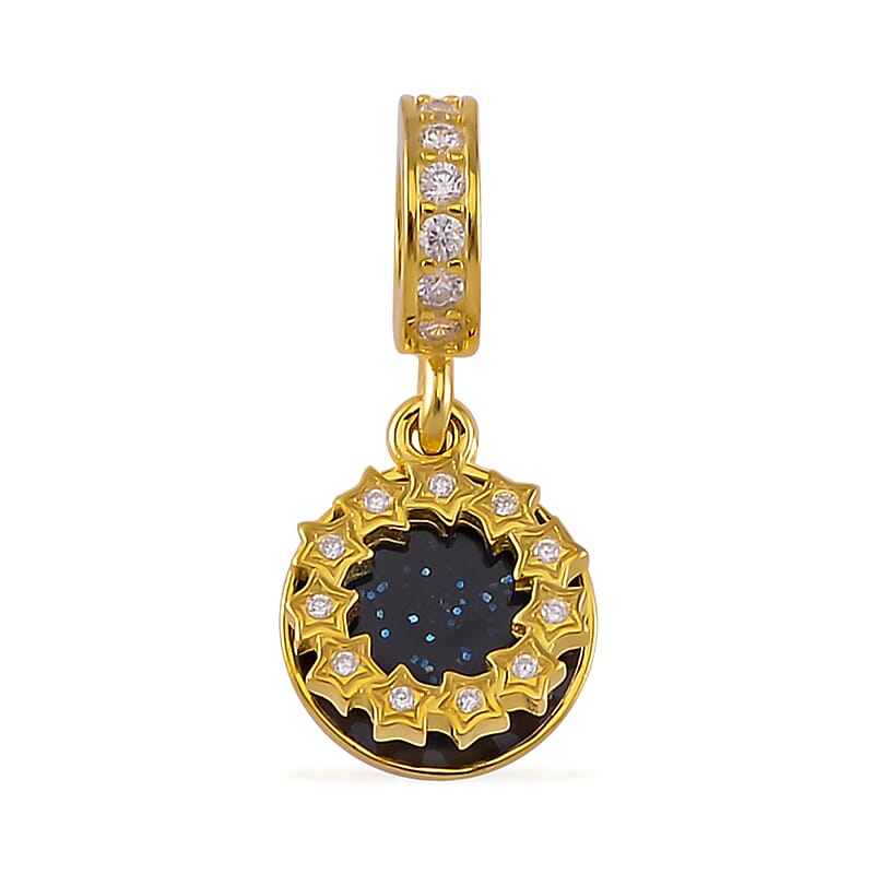 Simulated Diamond The Sky Was Full of Stars Charm in 14K Yellow Gold Over Sterling Silver 0.30 ctw