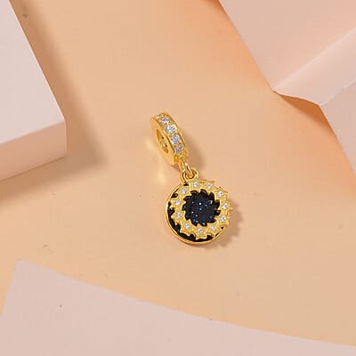 Simulated Diamond The Sky Was Full of Stars Charm in 14K Yellow Gold Over Sterling Silver 0.30 ctw