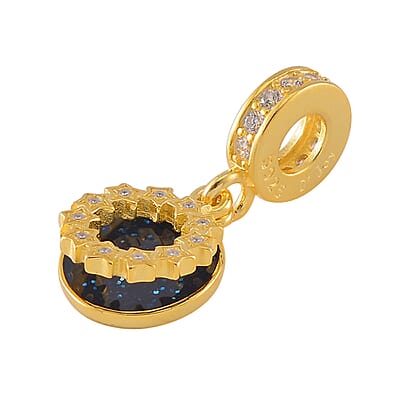 Simulated Diamond The Sky Was Full of Stars Charm in 14K Yellow Gold Over Sterling Silver 0.30 ctw