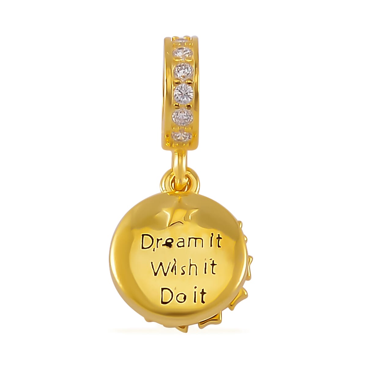 Simulated Diamond The Sky Was Full of Stars Charm in 14K Yellow Gold Over Sterling Silver 0.30 ctw
