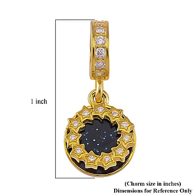 Simulated Diamond The Sky Was Full of Stars Charm in 14K Yellow Gold Over Sterling Silver 0.30 ctw