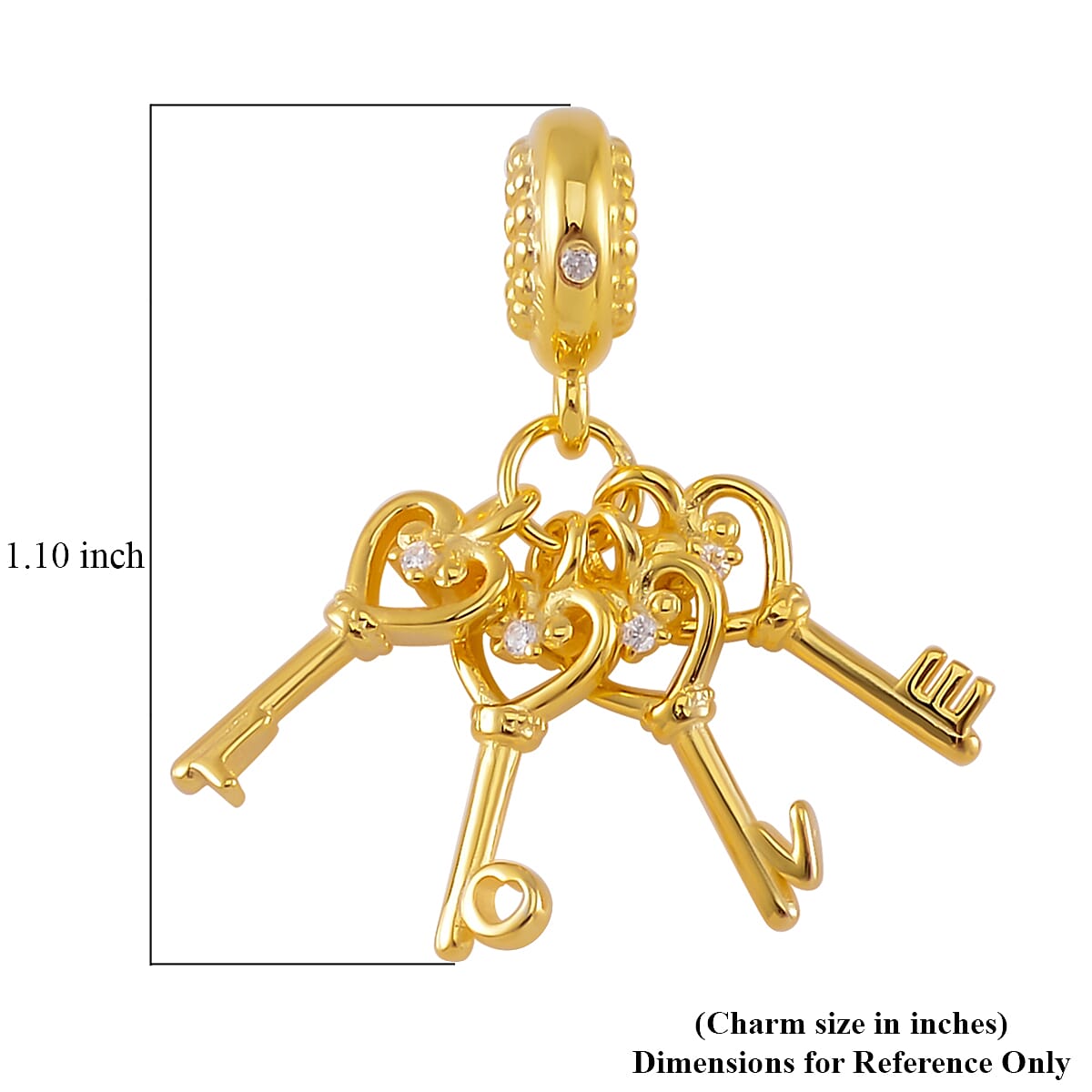 Simulated Diamond The Love Key Charm in 14K Yellow Gold Over Sterling Silver image number 3