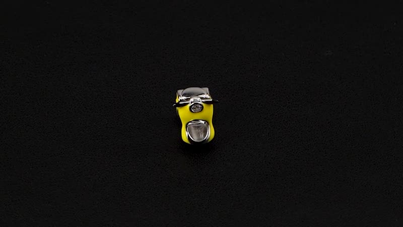 Simulated Diamond and Enameled Scooter Charm in Rhodium Over Sterling Silver