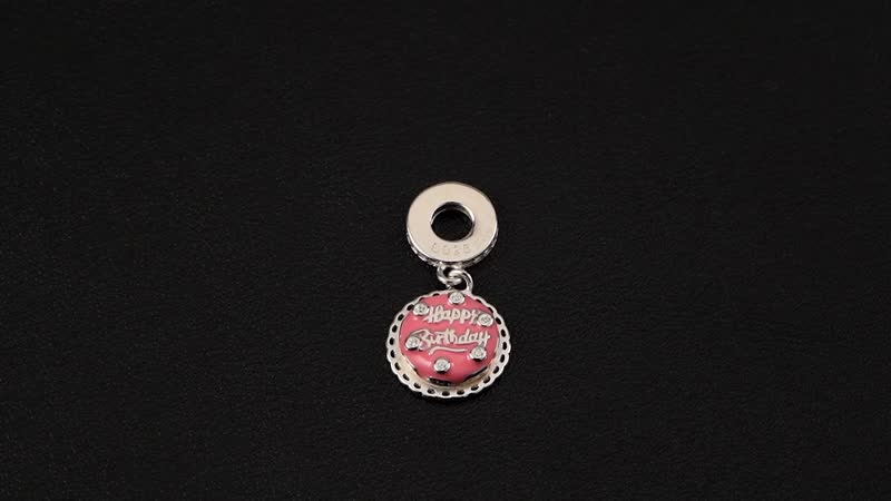 Simulated Diamond Happy Birthday Charm in Rhodium Over Sterling Silver 0.25 ctw
