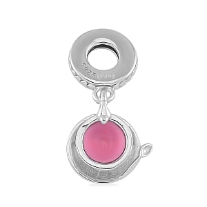 Enameled Afternoon Tea Charm in Rhodium Over Sterling Silver