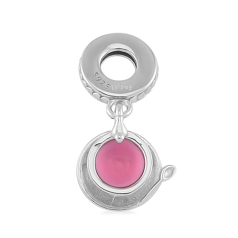 Enameled Afternoon Tea Charm in Rhodium Over Sterling Silver