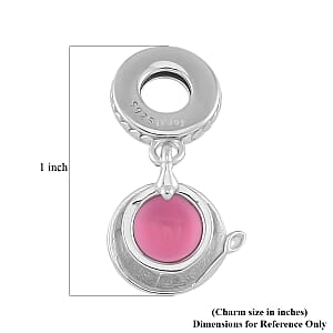 Enameled Afternoon Tea Charm in Rhodium Over Sterling Silver