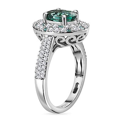 Certified & Appraised Rhapsody AAAA Pirineu Lagoon Tourmaline, Paraiba Tourmaline and E-F VS Diamond 2.62 ctw Ring in 950 Platinum (Size 10.0) 7.80 Grams