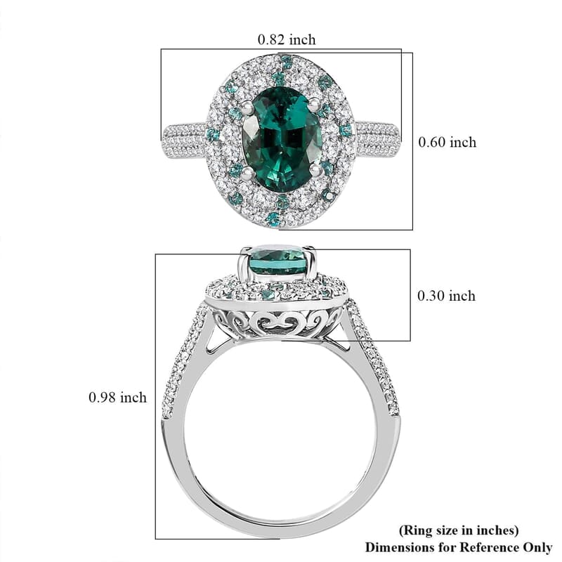 Certified & Appraised Rhapsody AAAA Pirineu Lagoon Tourmaline, Paraiba Tourmaline and E-F VS Diamond 2.62 ctw Ring in 950 Platinum (Size 10.0) 7.80 Grams