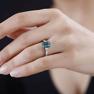 Certified & Appraised Rhapsody AAAA Pirineu Lagoon Tourmaline and E-F VS Diamond 2.47 ctw Ring in 950 Platinum (Size 10.0) 7.80 Grams