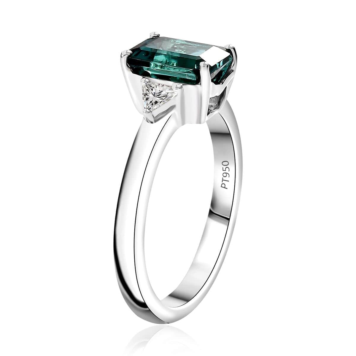 Certified & Appraised Rhapsody AAAA Pirineu Lagoon Tourmaline and E-F VS Diamond 2.47 ctw Ring in 950 Platinum (Size 10.0) 7.80 Grams image number 3