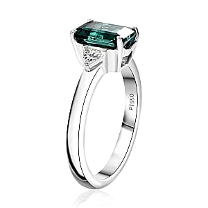 Certified & Appraised Rhapsody AAAA Pirineu Lagoon Tourmaline and E-F VS Diamond 2.47 ctw Ring in 950 Platinum (Size 10.0) 7.80 Grams
