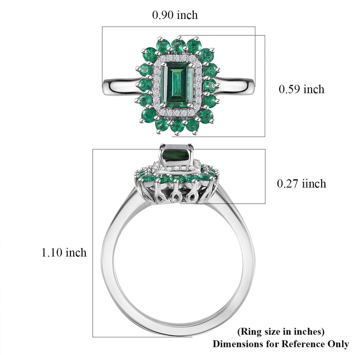 Certified & Appraised Rhapsody 950 Platinum AAAA Pirineu Lagoon Tourmaline, Boyaca Colombian Emerald and Diamond Double Halo Ring 7.10 Grams 1.43 ctw image number 5