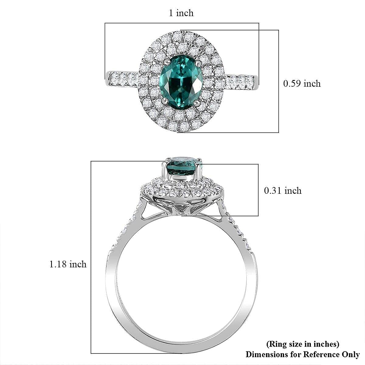 Certified & Appraised Rhapsody AAAA Pirineu Lagoon Tourmaline and E-F VS Diamond 2.20 ctw Double Halo Ring in 950 Platinum (Size 10.0) 6.50 Grams