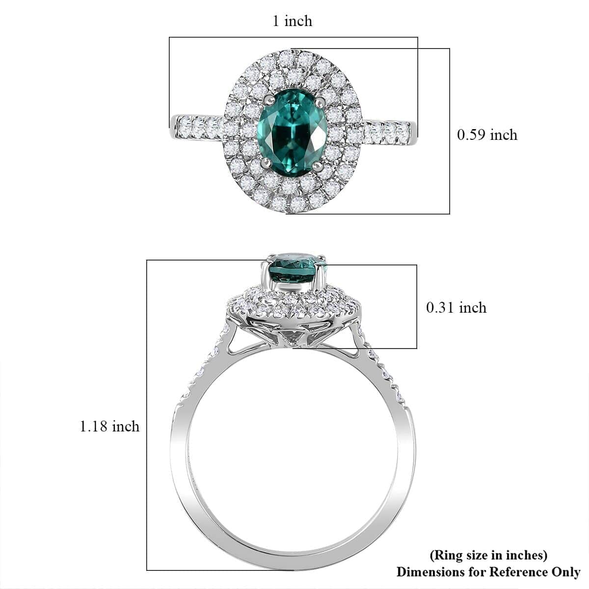 Certified & Appraised Rhapsody AAAA Pirineu Lagoon Tourmaline and E-F VS Diamond 2.20 ctw Double Halo Ring in 950 Platinum (Size 6.0) 6.50 Grams image number 5