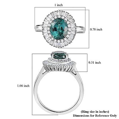 Certified & Appraised Rhapsody AAAA Lagoon Tourmaline and E-F VS Diamond 2.90 ctw Cocktail Ring in 950 Platinum (Size 10.0) 6.60 Grams
