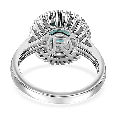 Certified & Appraised Rhapsody AAAA Lagoon Tourmaline and E-F VS Diamond 2.90 ctw Cocktail Ring in 950 Platinum (Size 5.0) 6.60 Grams