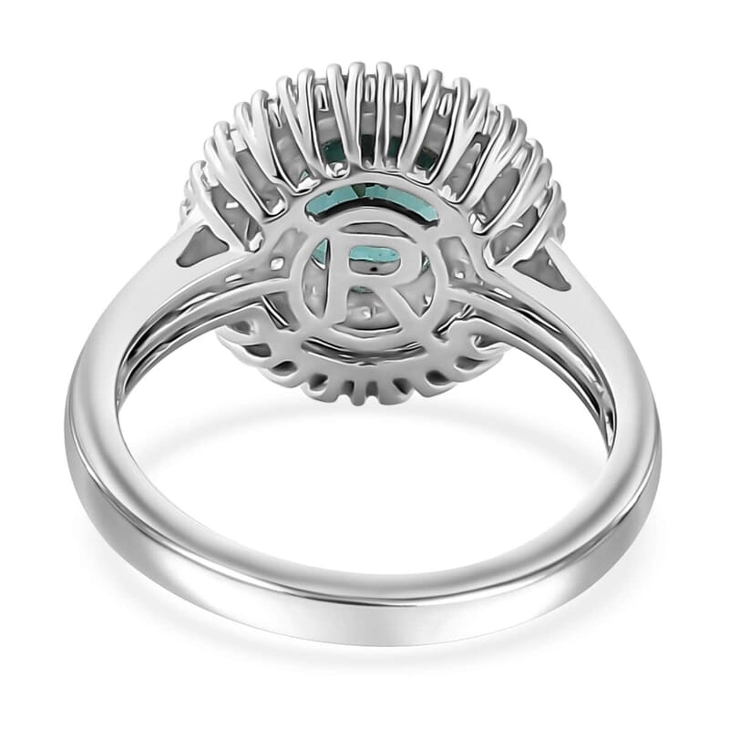 Certified & Appraised Rhapsody AAAA Lagoon Tourmaline and E-F VS Diamond 2.90 ctw Cocktail Ring in 950 Platinum (Size 5.0) 6.60 Grams