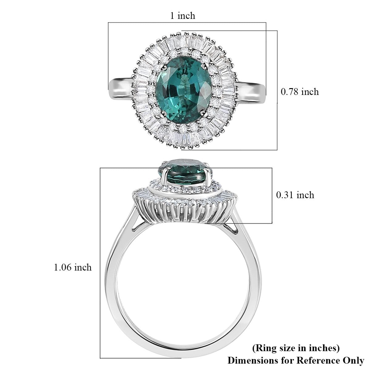 Certified & Appraised Rhapsody AAAA Lagoon Tourmaline and E-F VS Diamond 2.90 ctw Cocktail Ring in 950 Platinum (Size 7.0) 6.60 Grams image number 5