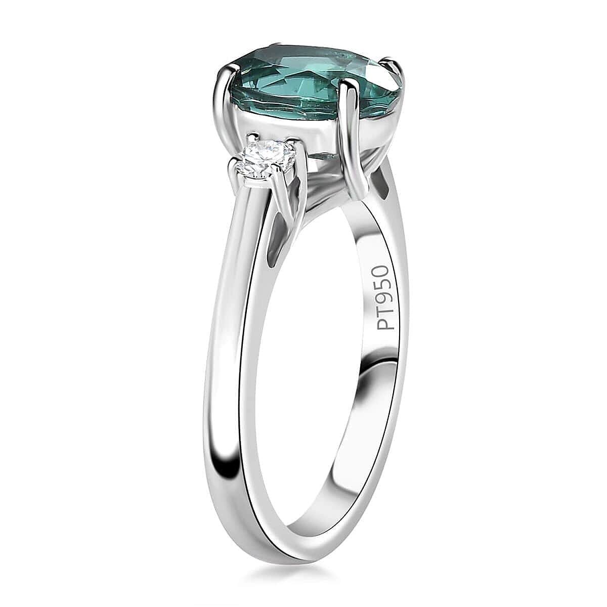 Certified & Appraised Rhapsody AAAA Pirineu Lagoon Tourmaline and E-E VS Diamond 2.90 ctw Ring in 950 Platinum (Size 10.0) 6.95 Grams
