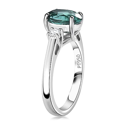 Certified & Appraised Rhapsody AAAA Pirineu Lagoon Tourmaline and E-E VS Diamond 2.90 ctw Ring in 950 Platinum (Size 10.0) 6.95 Grams