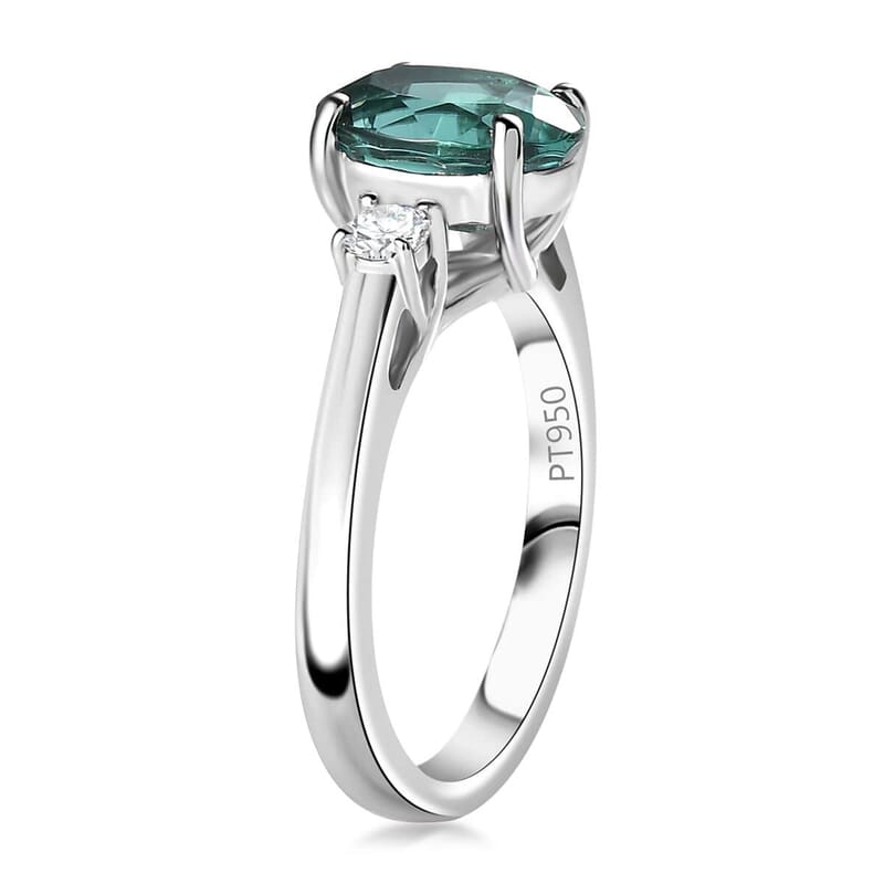 Certified & Appraised Rhapsody AAAA Pirineu Lagoon Tourmaline and E-E VS Diamond 2.90 ctw Ring in 950 Platinum (Size 10.0) 6.95 Grams