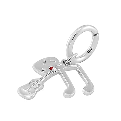 Enameled I Love Music Charm in Rhodium Over Sterling Silver