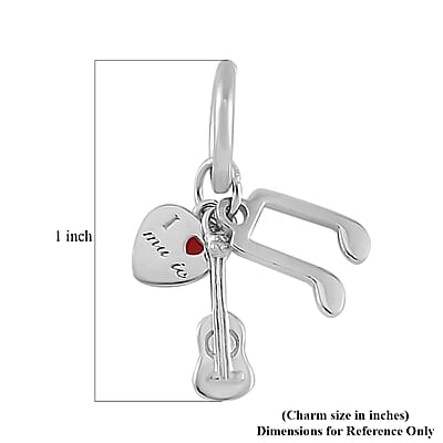 Enameled I Love Music Charm in Rhodium Over Sterling Silver
