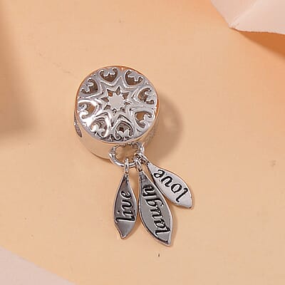Live Laugh Love Charm in Rhodium Over Sterling Silver
