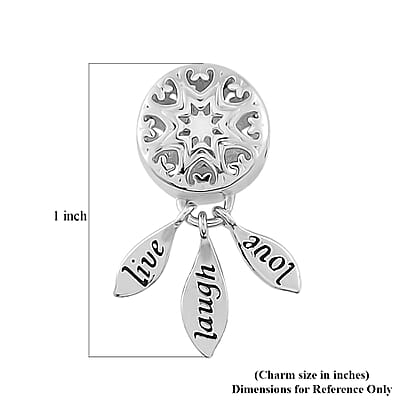 Live Laugh Love Charm in Rhodium Over Sterling Silver