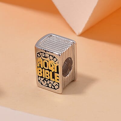 A Bible Charm in 14K YG Over and Black Oxidized Sterling Silver