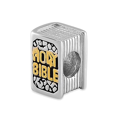 A Bible Charm in 14K YG Over and Black Oxidized Sterling Silver