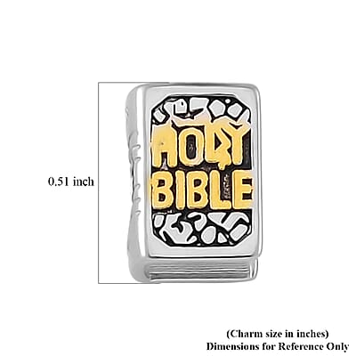 A Bible Charm in 14K YG Over and Black Oxidized Sterling Silver