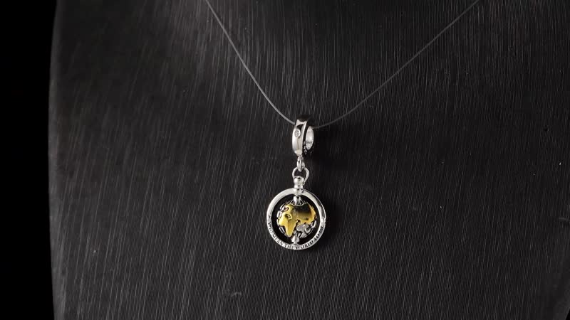 Simulated Diamond The Earth Charm in 14K Yellow Gold Over Sterling Silver