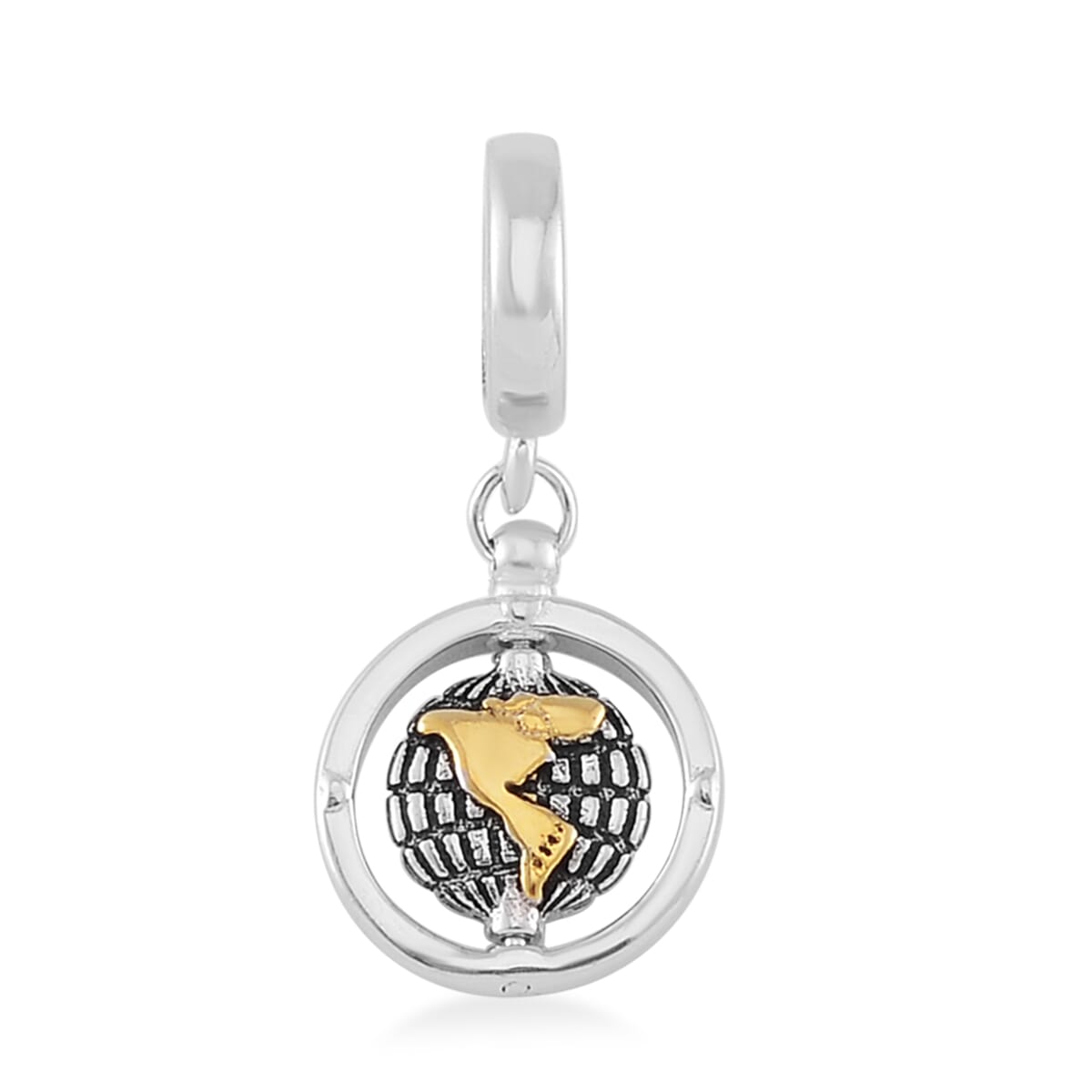 Simulated Diamond The Earth Charm in 14K Yellow Gold Over Sterling Silver image number 3